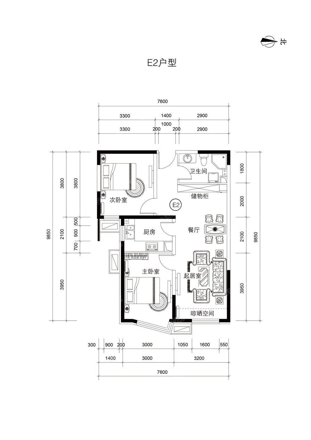 首城东郡汇二居室e2_首城东郡汇户型图-北京搜狐焦点网