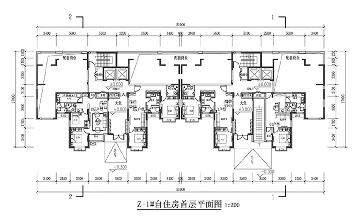 富兴鹏城z-1号楼首层平面图