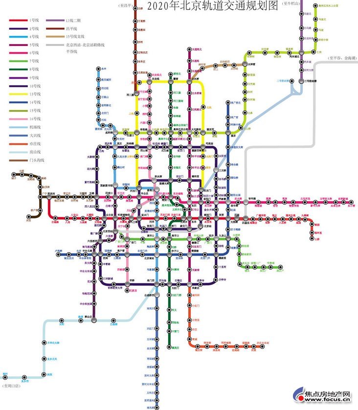 北京2020年地铁规划图