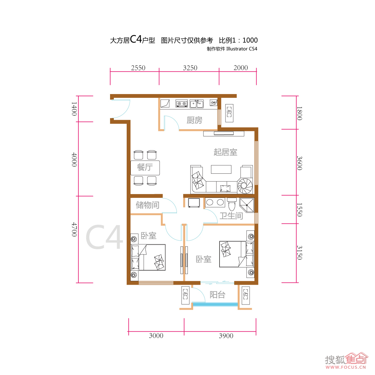 大方居户型图 带尺寸的ai 不定时更新 (对上次发cad户型图的补充)