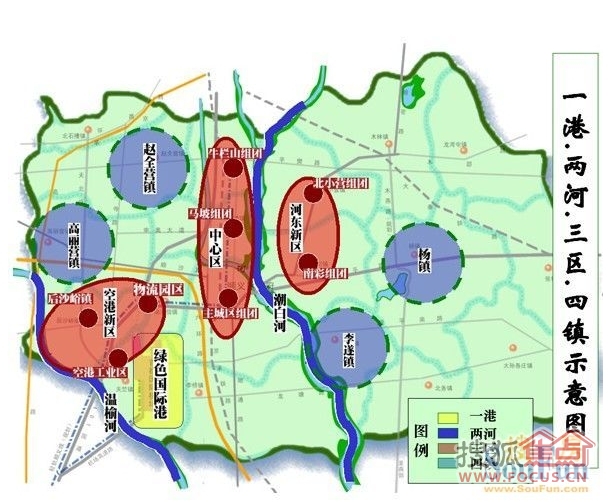 为大家介绍下顺义官方制定的"一港,两河,三区,四镇"区域布局规划蓝图
