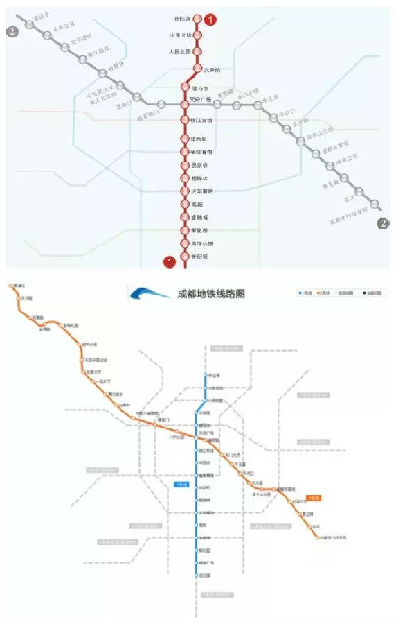 成都地铁1-10号线站点分布图!檀香山就占了三个站