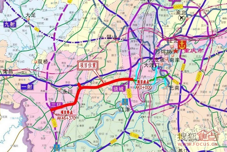 九龙坡到永川高速公路规划图