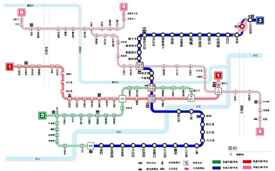 (重庆轨道交通示意图)