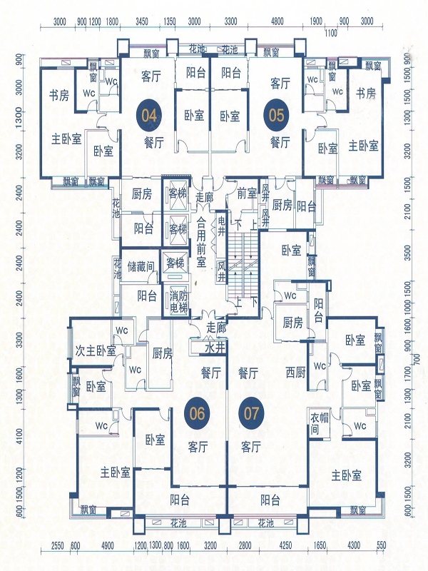 碧桂园天玺湾5栋b单元标准层楼层平面图户型