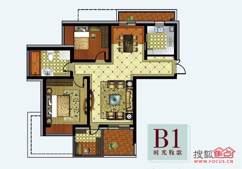 三室两厅一卫户型图 b_69259384.jpg