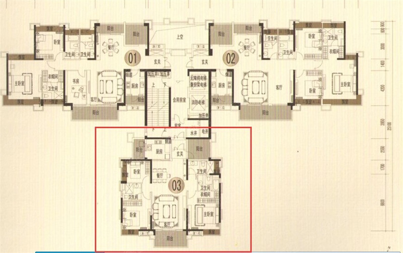 招商公园1872   2号楼03户型图-4室2厅3卫-141m