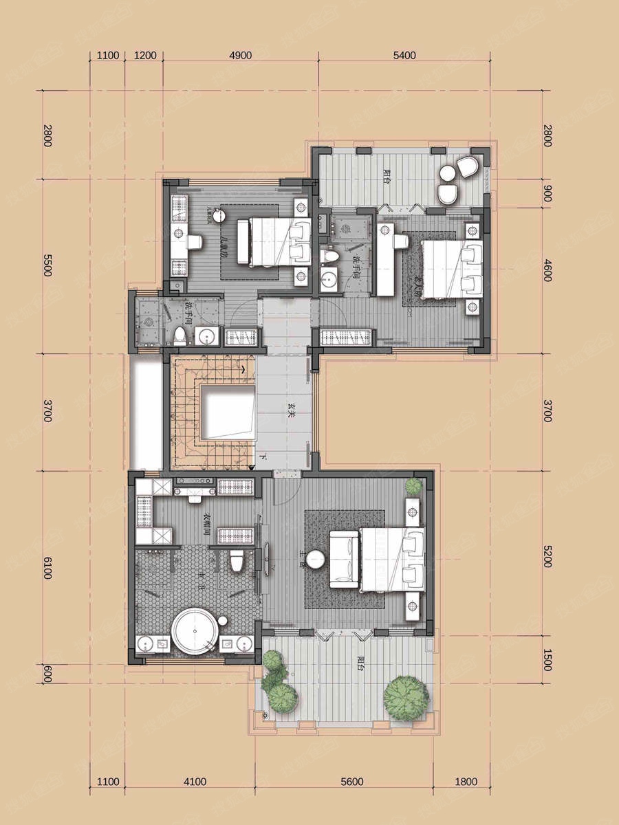 南通建筑面积约260平联排别墅户型