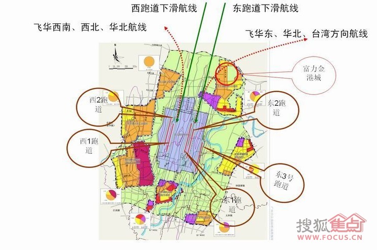 噪音产生的直接原因就是东1跑道起飞后机组切入红色虚线的航线产生的