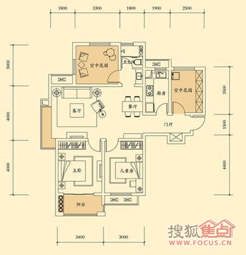 华润紫云府二居室华润紫云府c户型_华润紫云府户型图-合肥搜狐焦点网
