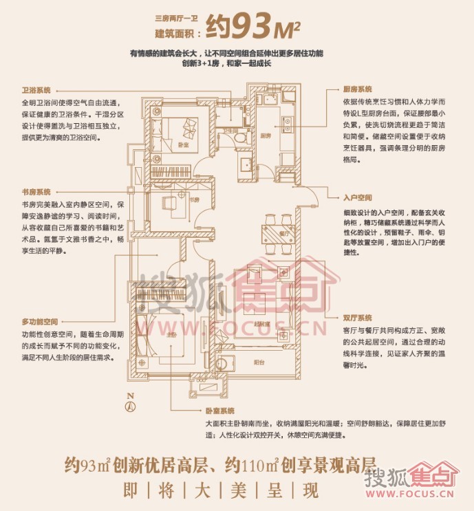 万科森林公园三房两厅一卫93平户型图