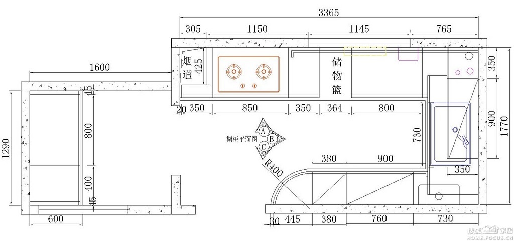 图:这是橱柜图纸,请各位帮忙看看有啥需要修改的