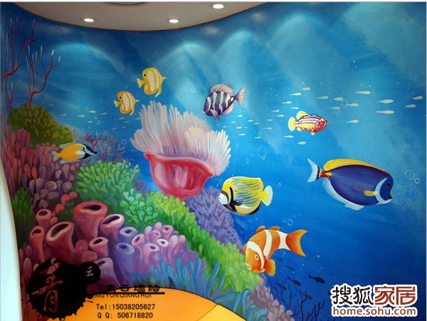 图:海洋馆壁画 海底世界彩绘-郑州墙绘青云墙绘专业的