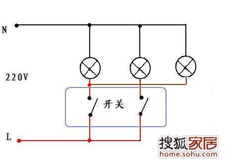 两地控制一盏灯电路图