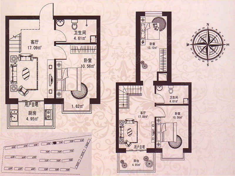 房屋建筑面积114平米,使用面积101平米,请帮忙设计成三室两厅一厨一卫