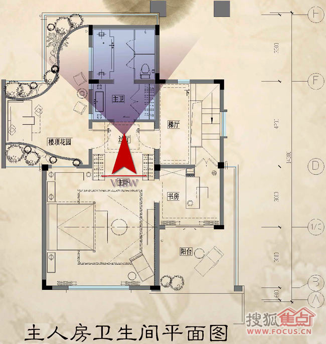 图片:9栋v2b别墅1211户型房卫生间平面图主人京山碧桂园图片别墅图片