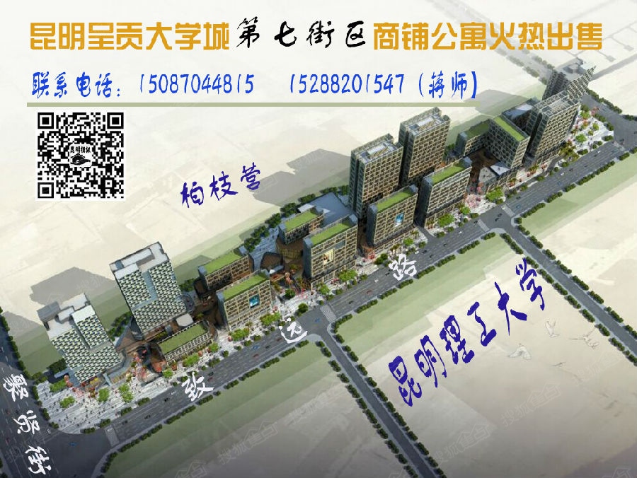 昆明高铁站旁商铺公寓,呈贡大学城第七街区火热出售