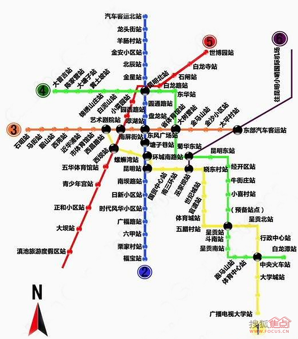 图:昆明地铁首批55个站名确定