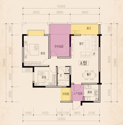 锦绣豪庭户型图-3室2厅1卫-83m