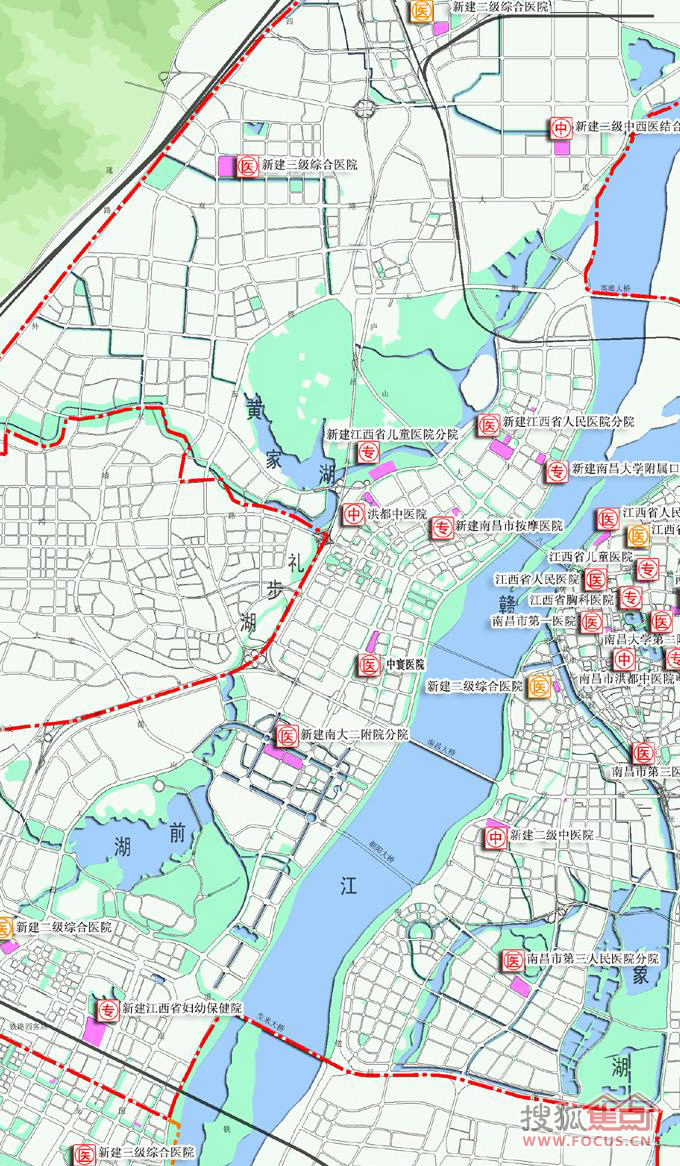 南昌医院布局规划一览 中心城区规划综合医院33所