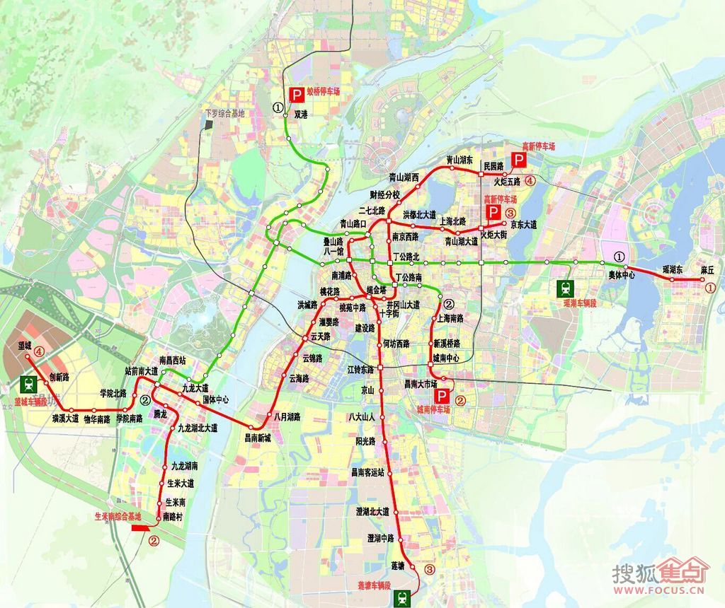 详解南昌地铁第二期建设规划 2,4号线经过九龙湖