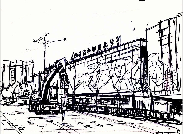 展现城市建设 太原女孩画速写记录建设路变迁