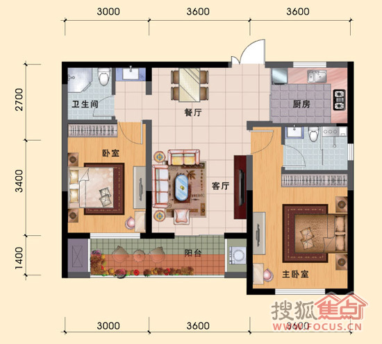 主卧南北设计,享一站式生活便捷.阳台通厅,外衔长超6米大建筑套间.中建三局观景设计院二所怎么样?图片