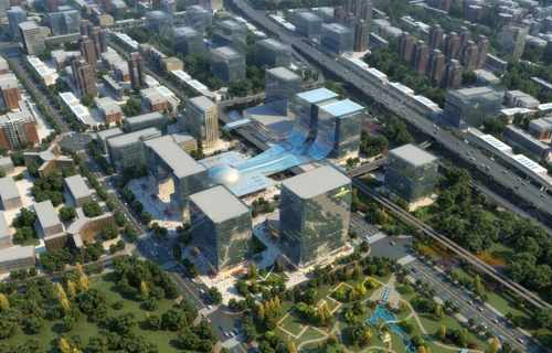 搜狐焦点商铺讯 中国铁建耀中心位于石景山区苹果园交通枢纽西侧