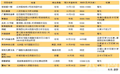 11月入市楼盘一览表