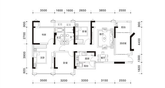 汇东星世界89㎡户型图