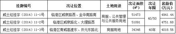 12月威海土地第三次出让临港区出让三宗商服用地