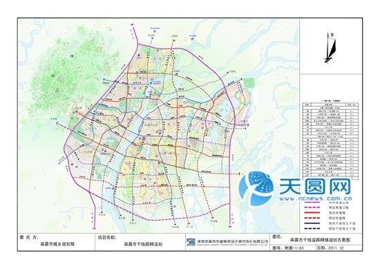 南昌市干线道路网络规划方案图(含路名)