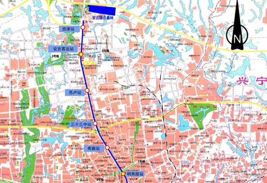 地铁2号线在安吉客运站设立有站点