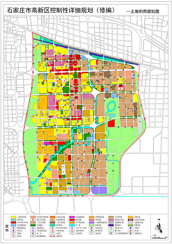 修编后的《高新区控制性详细规划方案》土地利用规划图（图片来源：石家庄市城乡规划局官方网站）