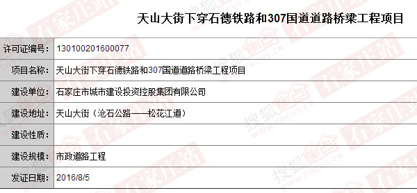 天山大街北延工程获得规划证