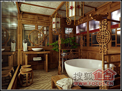 浓妆淡抹中国风 完美的中式卫浴(组图)