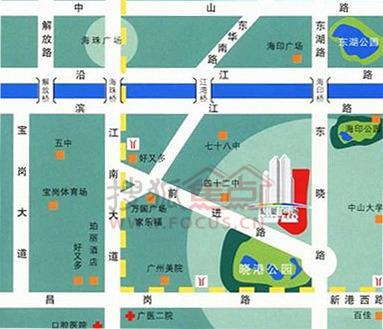 地处海珠区商业文化中心,与中山大学,广州美术学院,晓港公园相邻