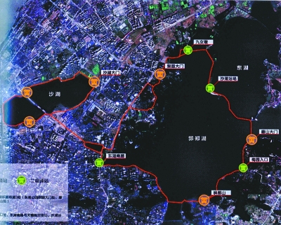 上图:东湖沿岸现状 左图:改造后的东湖沿岸绿道   上图:武汉绿道logo