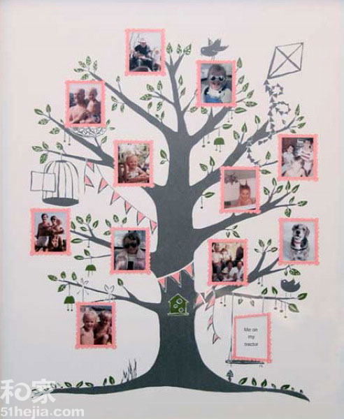 九个家庭关系温馨树状图 用照片装点墙面组图