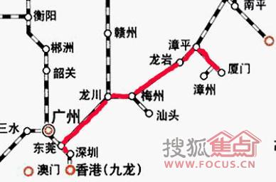 厦深铁路线路图