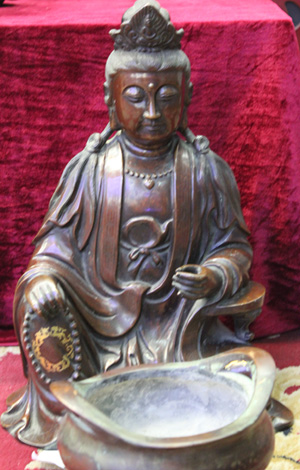 铜观音香炉一套