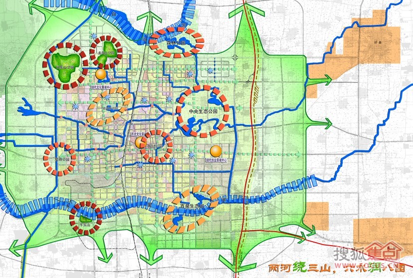 邢台西北新区城市绿色景观分布