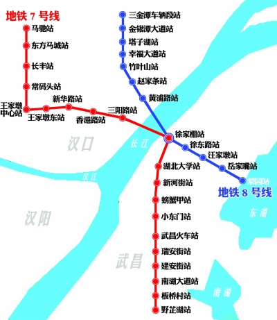 武汉地铁7,8号线拟年内开建 路线示意图曝光