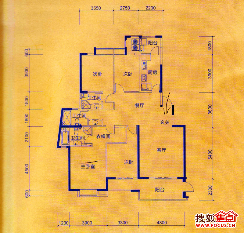 凯景中央首座6#楼01户型户型图