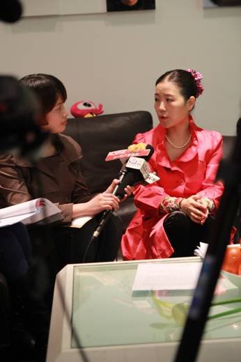 东易日盛总裁杨劲女士正在接受媒体专访