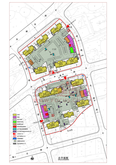 c2地块项目位于南京市麒麟科技创新园   住宅部分的总平面示意图; 180