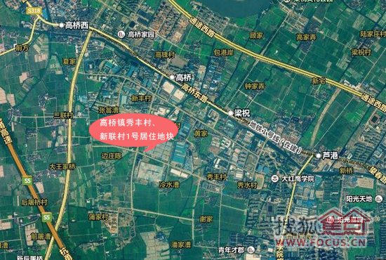 高桥镇秀丰村、新联村1号居住地块卫星图