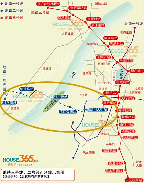 图:南京地铁二号线西延过江线路大变样 延至2010年开建