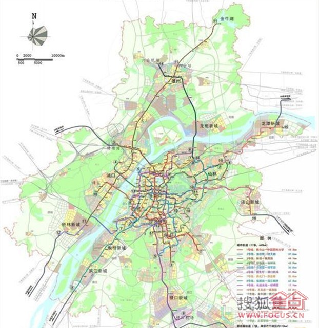 南京市地铁线路规划图,通往板桥新城相关地铁线路规划走向及站点问题