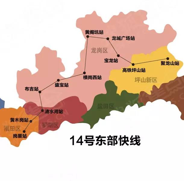 (深圳地铁14号线预计规划图,最终规划以深圳地铁公布为准)